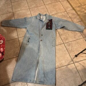 Vintage Sunbelt 90s Hand painted Southwestern art Distant Drum denim Trench Coat